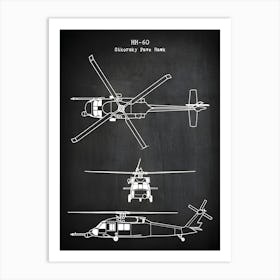 Air Force Helicopter Hh 60 Pave Hawk Pave Hawk Diagram Sikorsky Military Helicopter Helicopter Art Military Decor Patent Vahh601 Art Print