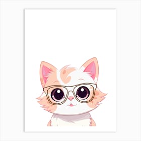 Cute Cat With Glasses Art Print