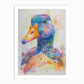 Goose Colourful Watercolour 4 Art Print