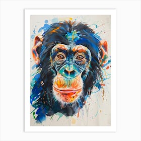 Bonobo Colourful Watercolour 2 Art Print