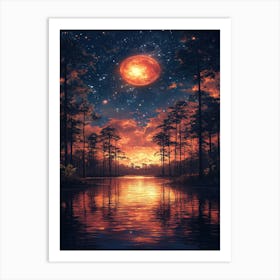 Starry Night In The Forest Art Print