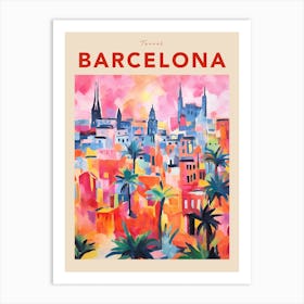 Barcelona Spain 3 Fauvist Travel Poster Art Print