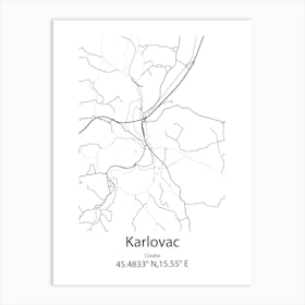 Karlovac,Croatia Minimalist Map Art Print