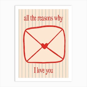 All The Reasons Why I Love You - Green and Red Art Print