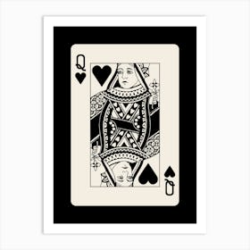 Queen Of Hearts in Black, College Art, Trendy Card Art, Preppy, y2k Art Print