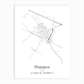 Majagua,Cuba Minimalist Map Art Print