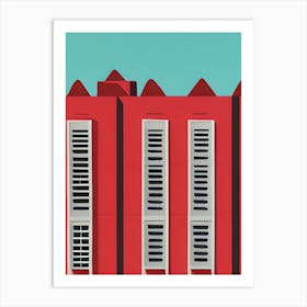 Red Factory Chimneys Industrial Art Print