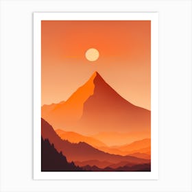 Misty Mountains Vertical Composition In Orange Tone 363 Art Print