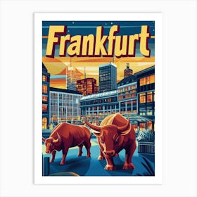 Aihrgdesign A 1970s Inspired Travel Poster For Frankfurt Art Print