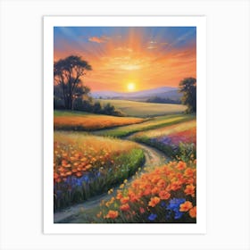 Sunset In The Field 16 Art Print