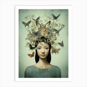 Woman With A Tree On Her Head Art Print