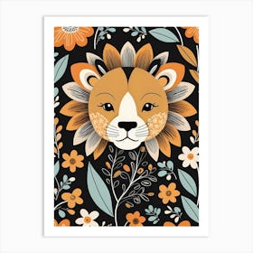 Floral Cute Baby Lion Nursery (15) Art Print