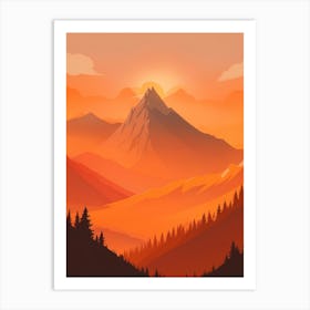 Misty Mountains Vertical Composition In Orange Tone 127 Art Print