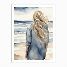 Blond girl At The Beach Art Print