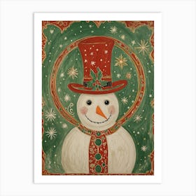 Festive Snowman Art Print