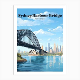 Sydney Harbour Bridge Australia Modern Travel Illustration Art Print