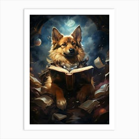 Wolfdog Reading A Book Art Print