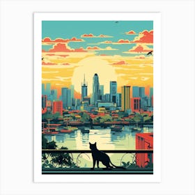 Bangkok, Thailand Skyline With A Cat 1 Art Print