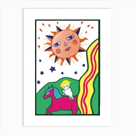 Zodiac Sagittarius, sun and baby Art Print