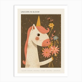 Unicorn Holding A Bouquet Of Flowers Poster Art Print