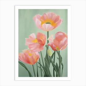 Bunch Of Tulips Flowers Acrylic Painting In Pastel Colours 10 Art Print