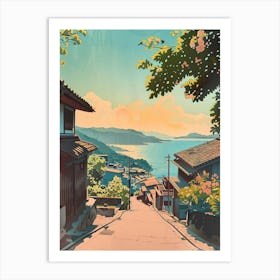 Kobe Japan 4 Retro Illustration Art Print