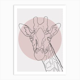 Giraffe minimalist line drawing Art Print