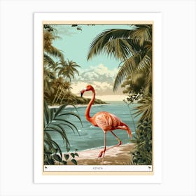 Greater Flamingo Kenya Tropical Illustration 4 Poster Art Print