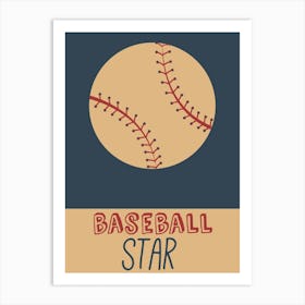 Baseball Star vintage style poster Art Print