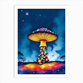 Mushroom In The Night Sky 1 Art Print