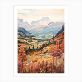 Autumn National Park Painting Dolomiti Bellunesi National Park Italy 1 Art Print