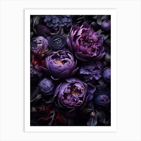 Dark Purple Peony Flowers Art Print