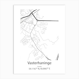 Vasterhaninge,Sweden Minimalist Map Art Print