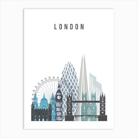 London Skyline In Blue Art Print