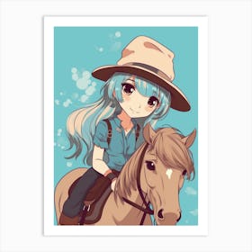 Cute Cowgirl With Horse 1 Art Print