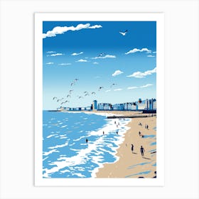 A Screen Print Of Broadstairs Beach Kent 3 Art Print