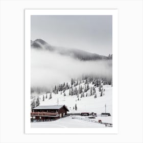 Termas De Chillán, Chile Black And White Skiing Poster Art Print