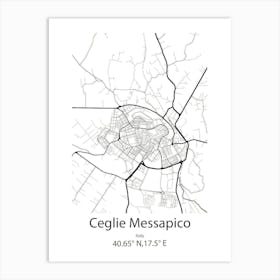 Ceglie Messapico,Italy Minimalist Map Art Print