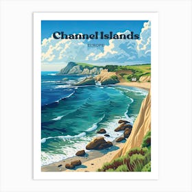 Channel Islands Europe Archipelago Digital Travel Illustration Art Print