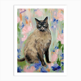 A Balinese Cat Painting, Impressionist Painting 2 Art Print