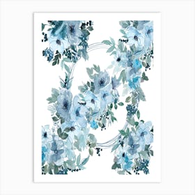 Watercolor Floral Pattern - Veronica blue flower 1 Art Print