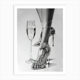 High Heels And A Glass Of Wine Art Print