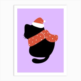 Santa Cat cute christmas illustration 1 Art Print