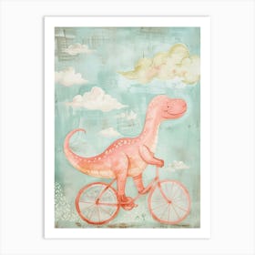 Dinosaur On A Bike Painting 2 Art Print