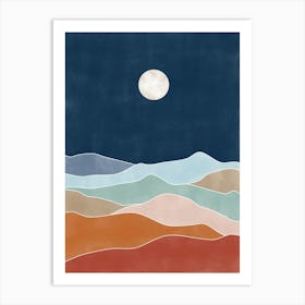 Moon Over The Desert Art Print