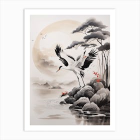 Cranes In Flight Art Print