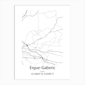 Ergue Gaberic,France Minimalist Map Art Print