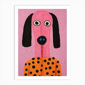 Pink Polka Dot Dog 2 Art Print