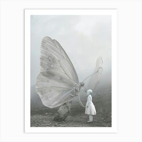 giant white Butterfly Art Print