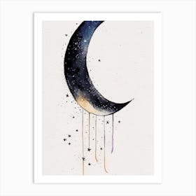 Crescent Moon And Star 1 Symbol Minimal Watercolour Art Print